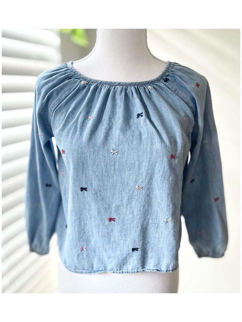 GAP Cotton Embroidered Bow Blouse